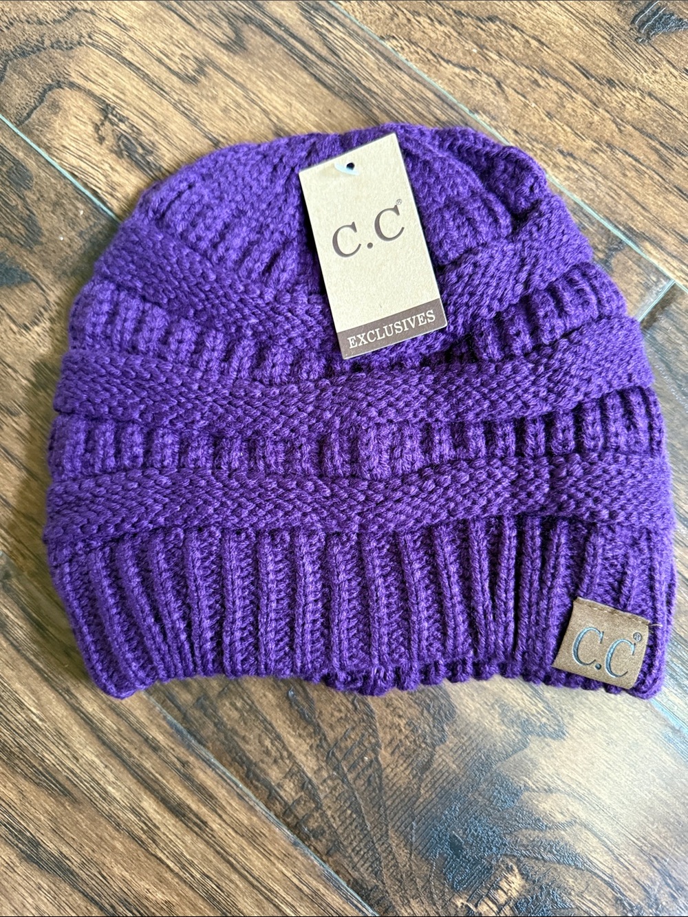 NWT!  C.C Deep Purple Ribbed Beanie - Picture 4 of 6